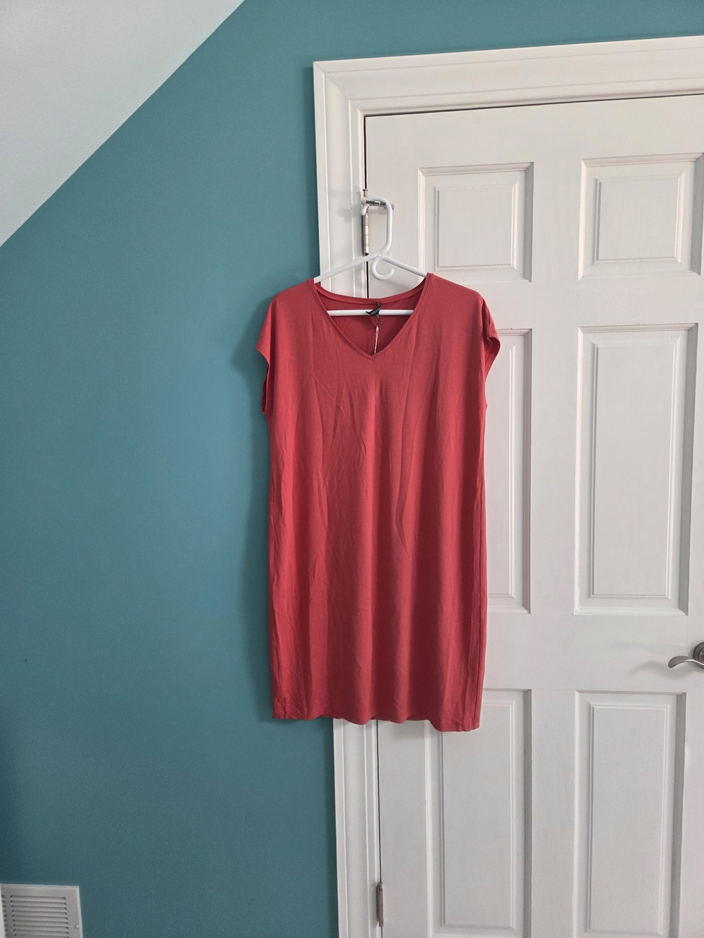 Eileen Fisher Coral V-Neck Midi Dress